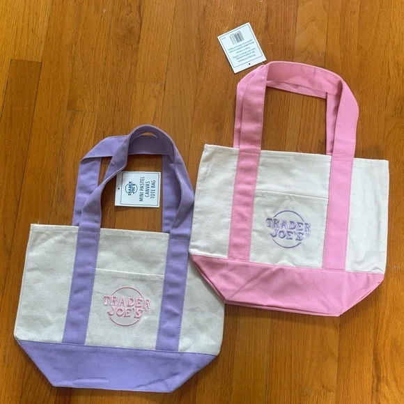 Trader Joe's Pink and Purple Mini Tote Bag Set - Picture 1 of 3